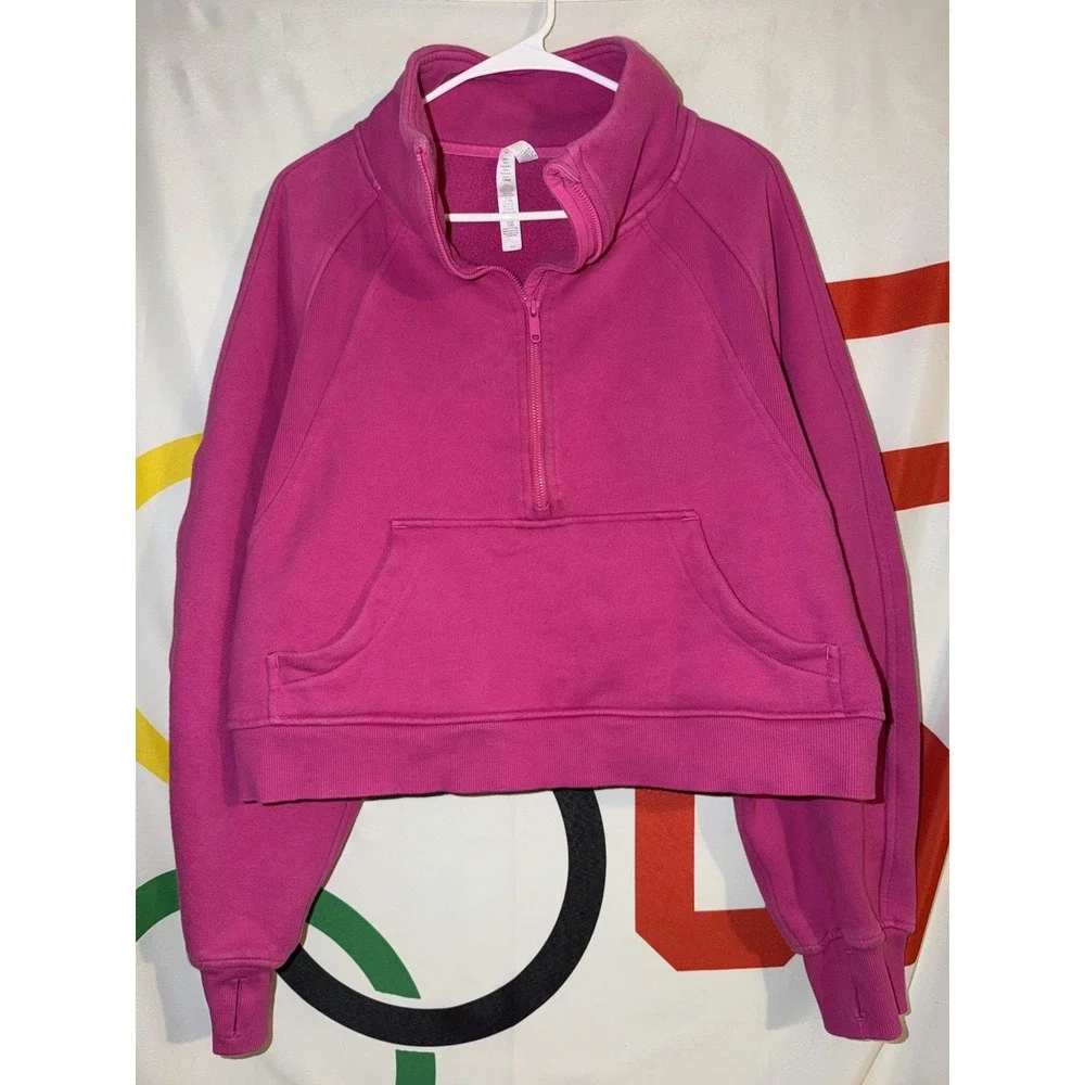 Crz Yoga Sweatshirt Womens Medium Pink 1/2 Zip Pink Scuba Style